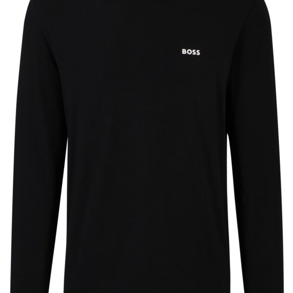 T-shirt à manches longues en coton stretch avec logo contrastant – Hugo Boss