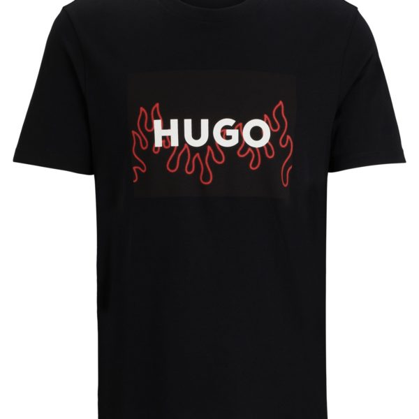 T-shirt Regular Fit en jersey de coton avec logo flamme – Hugo Boss
