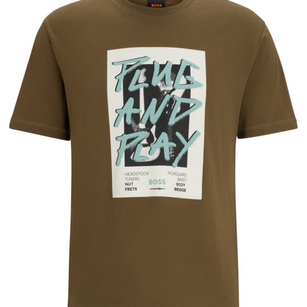 T-shirt Regular Fit en pur coton avec imprimé graphique de la saison – Hugo Boss
