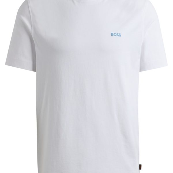 T-shirt Regular en jersey de coton avec col à motif – Hugo Boss
