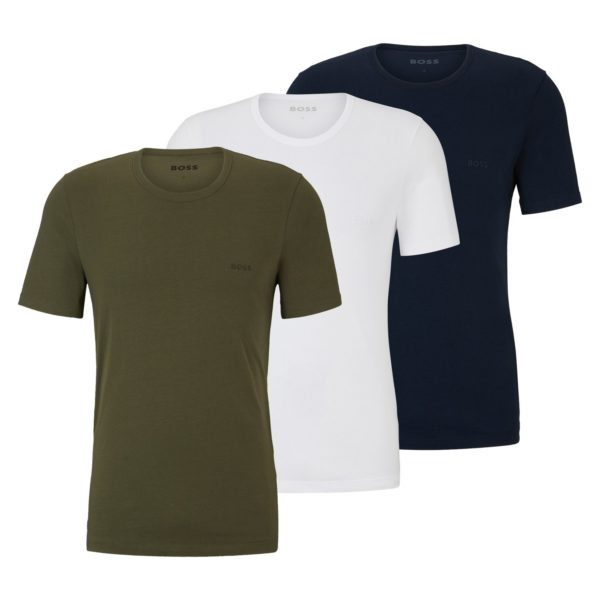 T-shirt à logo brodé, en lot de trois – Hugo Boss