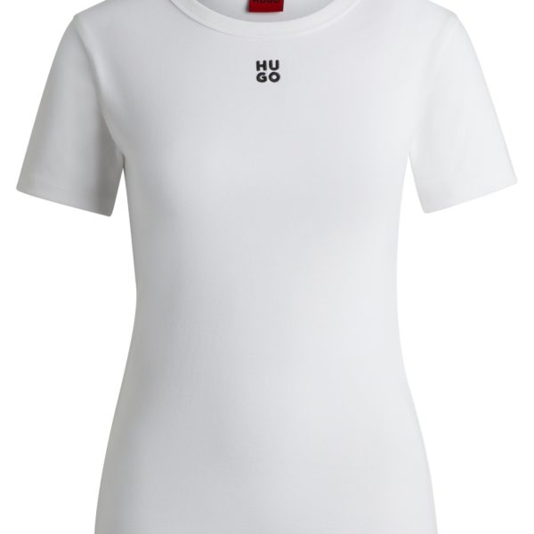 T-shirt en coton mélangé à logo revisité brodé – Hugo Boss