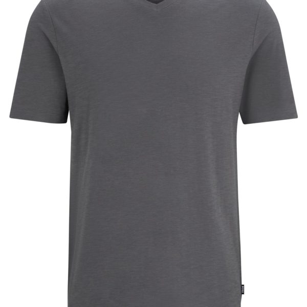 T-shirt en coton mercerisé avec col V – Hugo Boss
