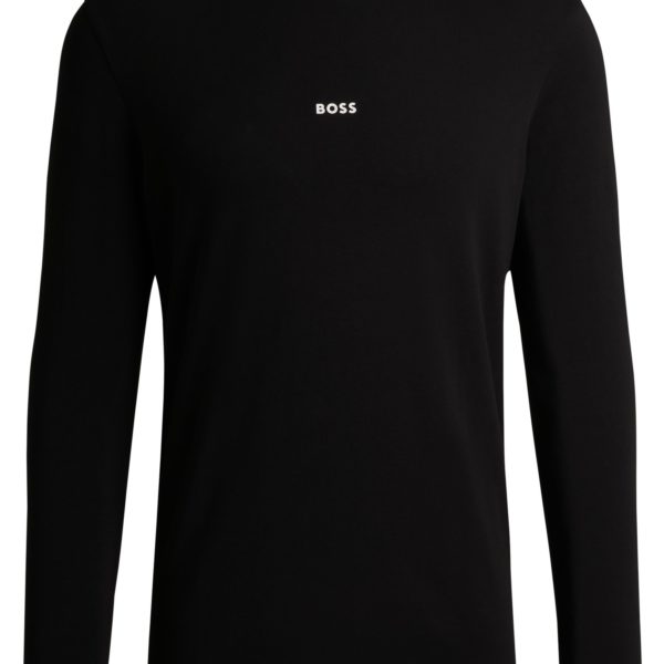 T-shirt en coton stretch à manches longues et logo imprimé – Hugo Boss