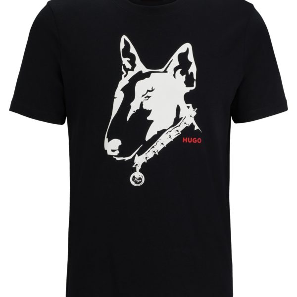 T-shirt en jersey de coton à motif chien artistique – Hugo Boss