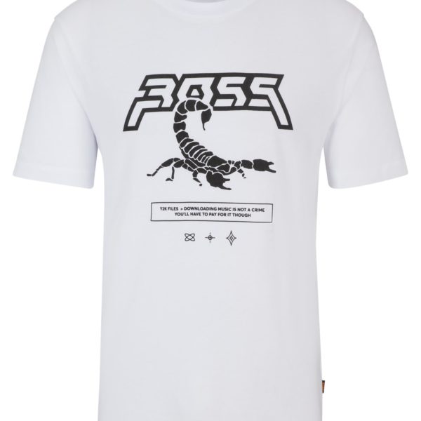 T-shirt en jersey de coton avec motif artistique de la saison – Hugo Boss