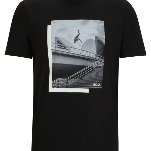 T-shirt en jersey de coton stretch à imprimé photographique – Hugo Boss