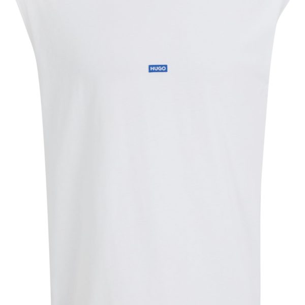 T-shirt sans manches en jersey de coton avec étiquette logo bleue – Hugo Boss