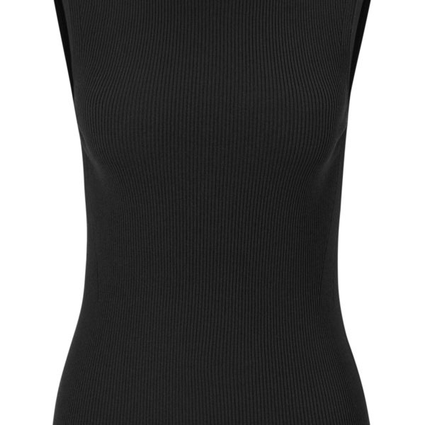 Haut sans manches en tissu côtelé à col montant – Hugo Boss