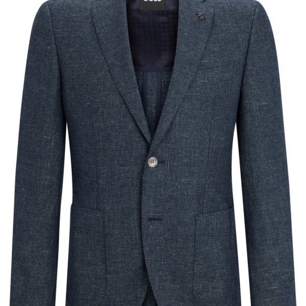 Veste Regular Fit en laine et lin à micro motif – Hugo Boss