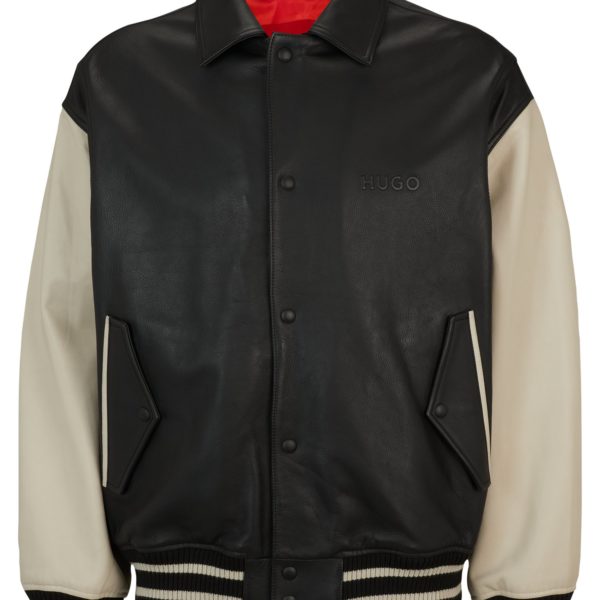 Veste en cuir style Varsity avec logo embossé oversize – Hugo Boss