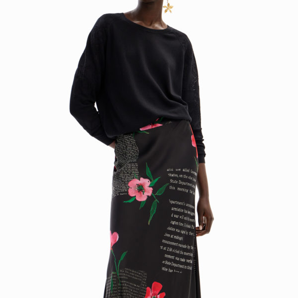 Jupe midi nuisette texture – Desigual