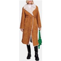 Manteau droit mi-long à ceinture ajustable – Maje