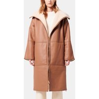 Manteau en peau lainée long uni droit à manches longues col montant en Peau lainée – MIMA – Zapa