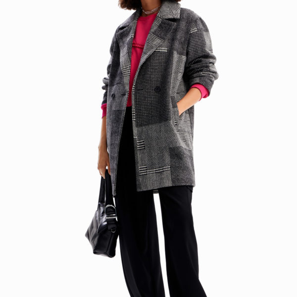 Manteau tailleur laine patchwork – Desigual
