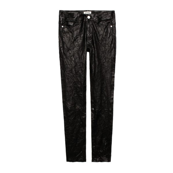 Pantalon Phlame Cuir Noir – Taille 42 – Femme – Zadig & Voltaire