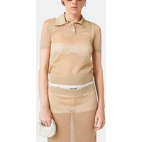 Polo droit manches courtes en maille lamée – Miu Miu