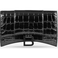 Portefeuille avec chaîne Hourglass embossé crocodile en cuir – Balenciaga