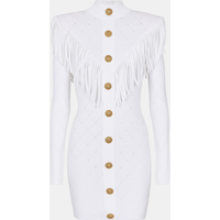 Robe courte en fine maille à franges – Balmain