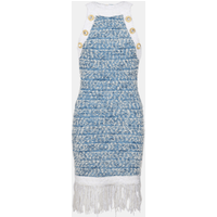 Robe en tweed denim à franges – Balmain