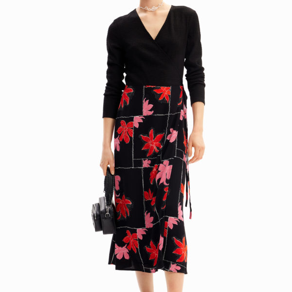 Robe midi croisée fleurs – Desigual