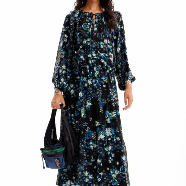 Robe midi plumetis fleurs – Desigual