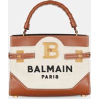 Sac B-Buzz 22 Canvas Top Handle en toile avec empiècement en cuir – Balmain
