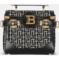 Sac B-Buzz 23 en jacquard bicolore et empiècement en cuir – Balmain