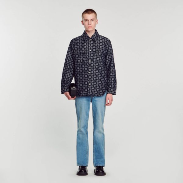 Surchemise Square Cross male Brut - Denim Sandro Paris