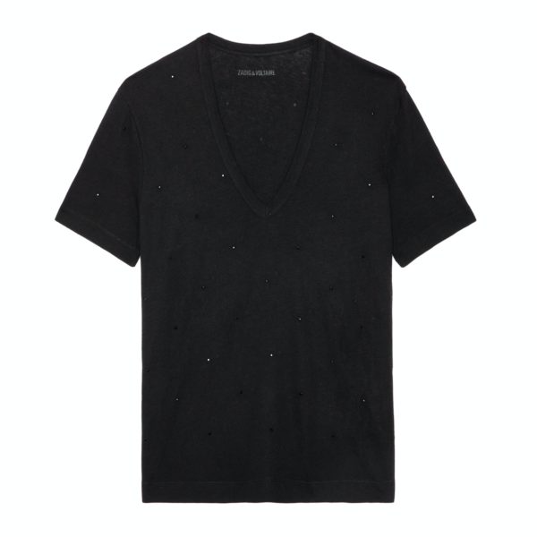 T-Shirt Wassa Strass Noir – Taille Xs – Femme – Zadig & Voltaire