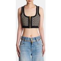 Top court en maille à monogramme – Balmain