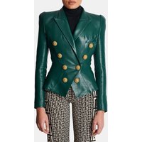 Veste ceintrée 8 boutons en cuir – Balmain
