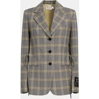 Veste de tailleur droite laine vierge mélangée à carreaux – Marni