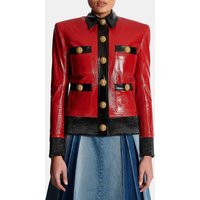 Veste en cuir vernis bicolore – Balmain