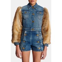 Veste en denim et fausse-fourrure – Balmain