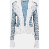 Veste en tweed denim à franges – Balmain