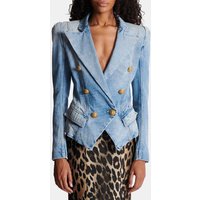 Veste tailleur cintrée en denim délavé – Balmain