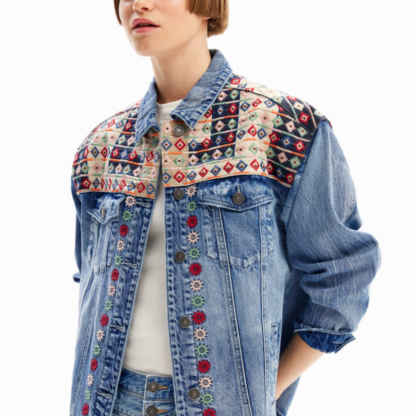 Veste trucker jean broderies – Desigual