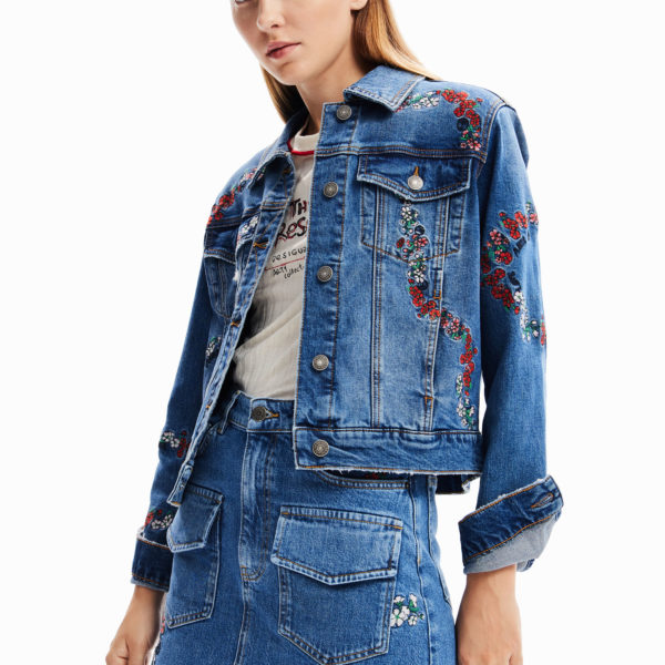 Veste trucker jean broderies – Desigual