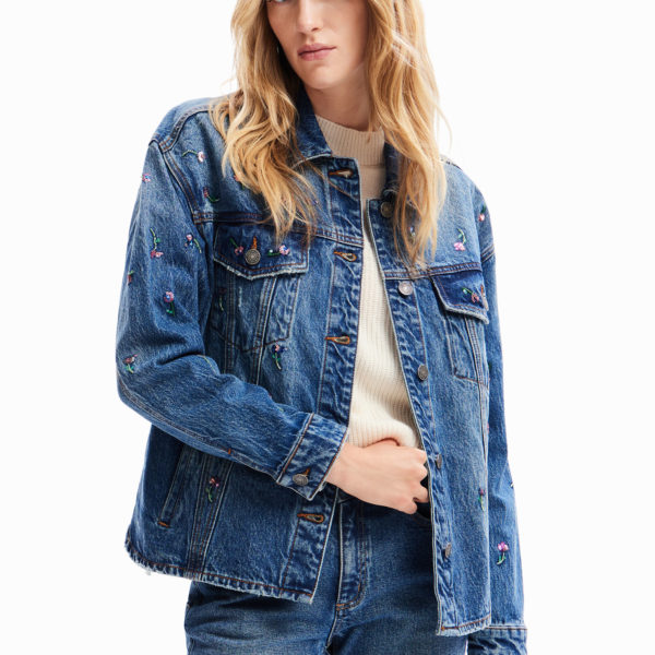 Veste trucker jean fleurs – Desigual