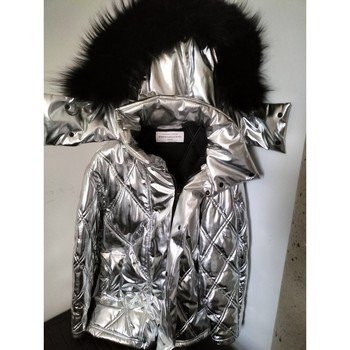 Doudounes John Galliano  Doudoune homme argenté col fourrure de renard John Galliano