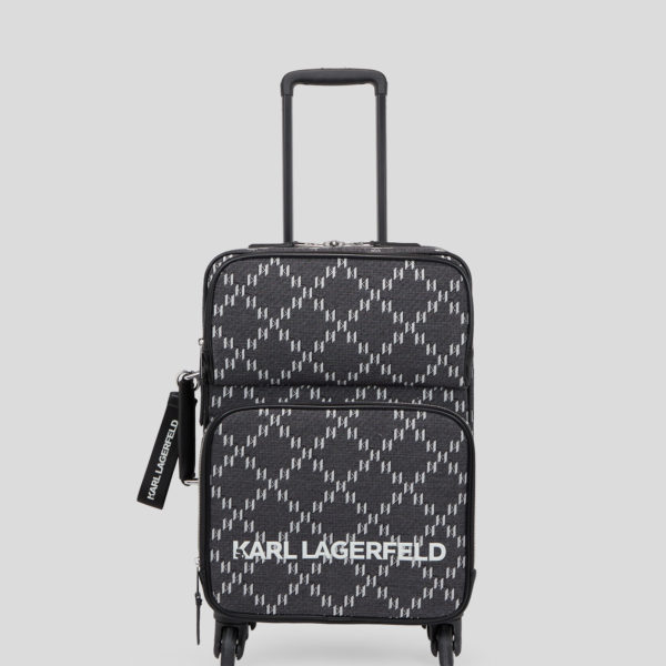 Karl Lagerfeld, Valise À Roulettes En Jacquard K/monogram, Homme, Gris, Taille: X00 Karl Lagerfeld