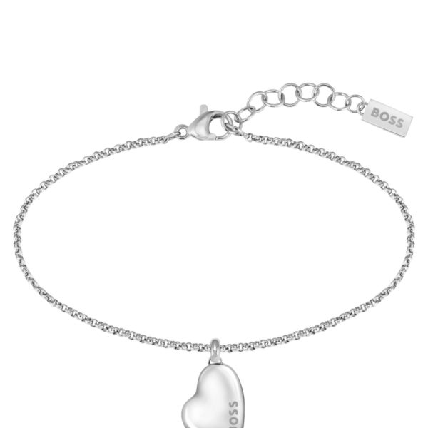 Bracelet argenté avec pendentif logoté en forme de cœur – Hugo Boss