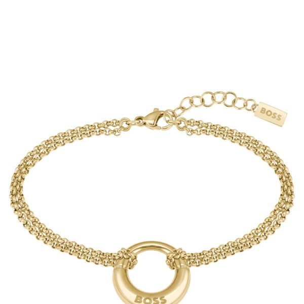 Bracelet doré avec pendentif anneau logoté – Hugo Boss