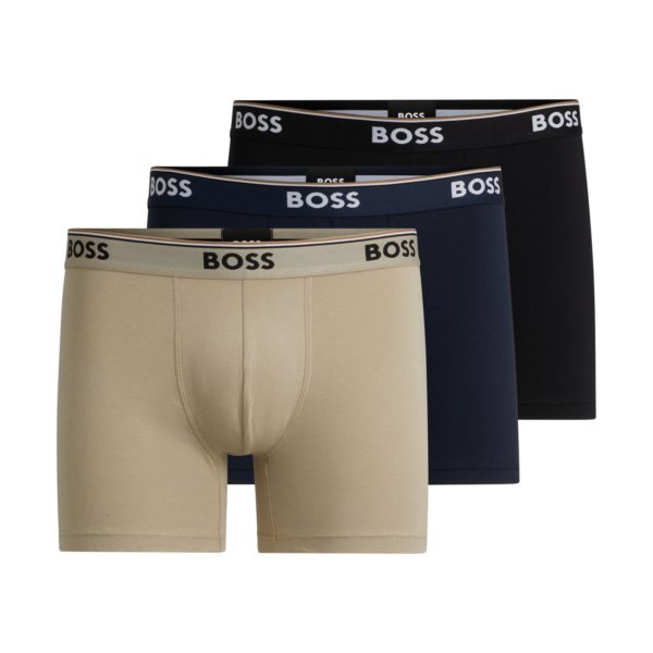 Lot de trois boxers longs en coton stretch – Hugo Boss