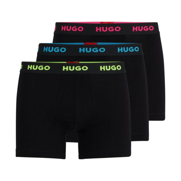 Lot de trois boxers longs en coton stretch à logo – Hugo Boss