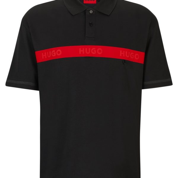 Polo en coton mélangé avec bande logo rouge – Hugo Boss