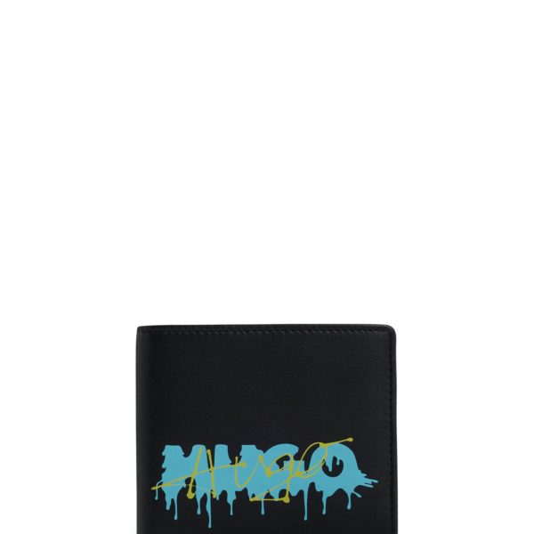 Portefeuille à deux volets en cuir avec double logo – Hugo Boss