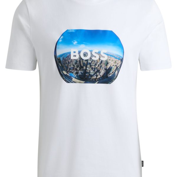 T-shirt en jersey de coton avec imprimé artistique réalisé selon différentes techniques – Hugo Boss
