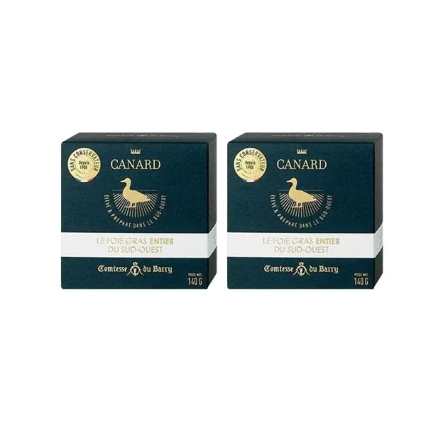 Lot de 2 Foie gras de canard entier du Sud-Ouest 140g-Comtesse du Barry